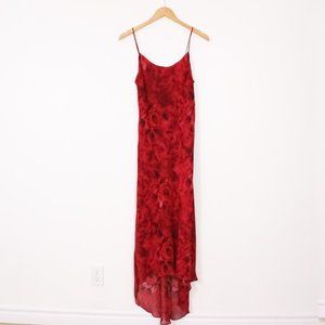 *Spenser Jeremy Red Spaghetti Strap Long Red 100% Silk Dress